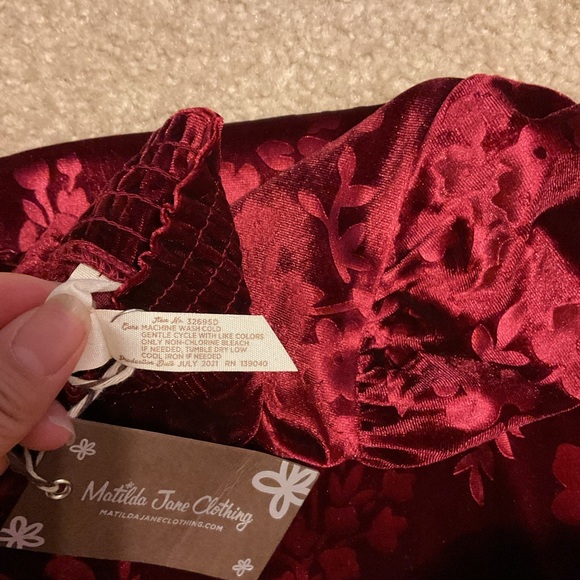 Matilda Jane Melanie Velvet Long Sleeve Burgundy Burnout Floral Print Large L - Picture 9 of 14